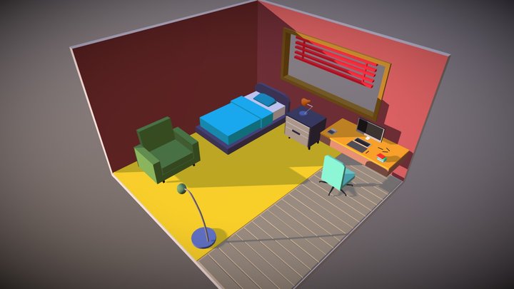 Modelagem 3D - Low Poly Quarto (Arquitetura) 3D Model
