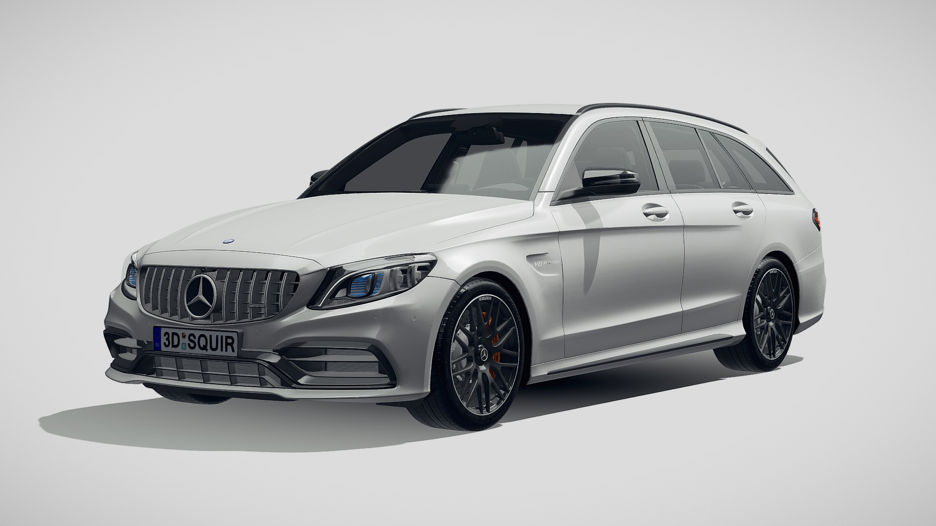 3D model Mercedes AMG C63 estate 2019 - This is a 3D model of the Mercedes AMG C63 estate 2019. The 3D model is about a white car with a black background with Holden Arboretum in the background.