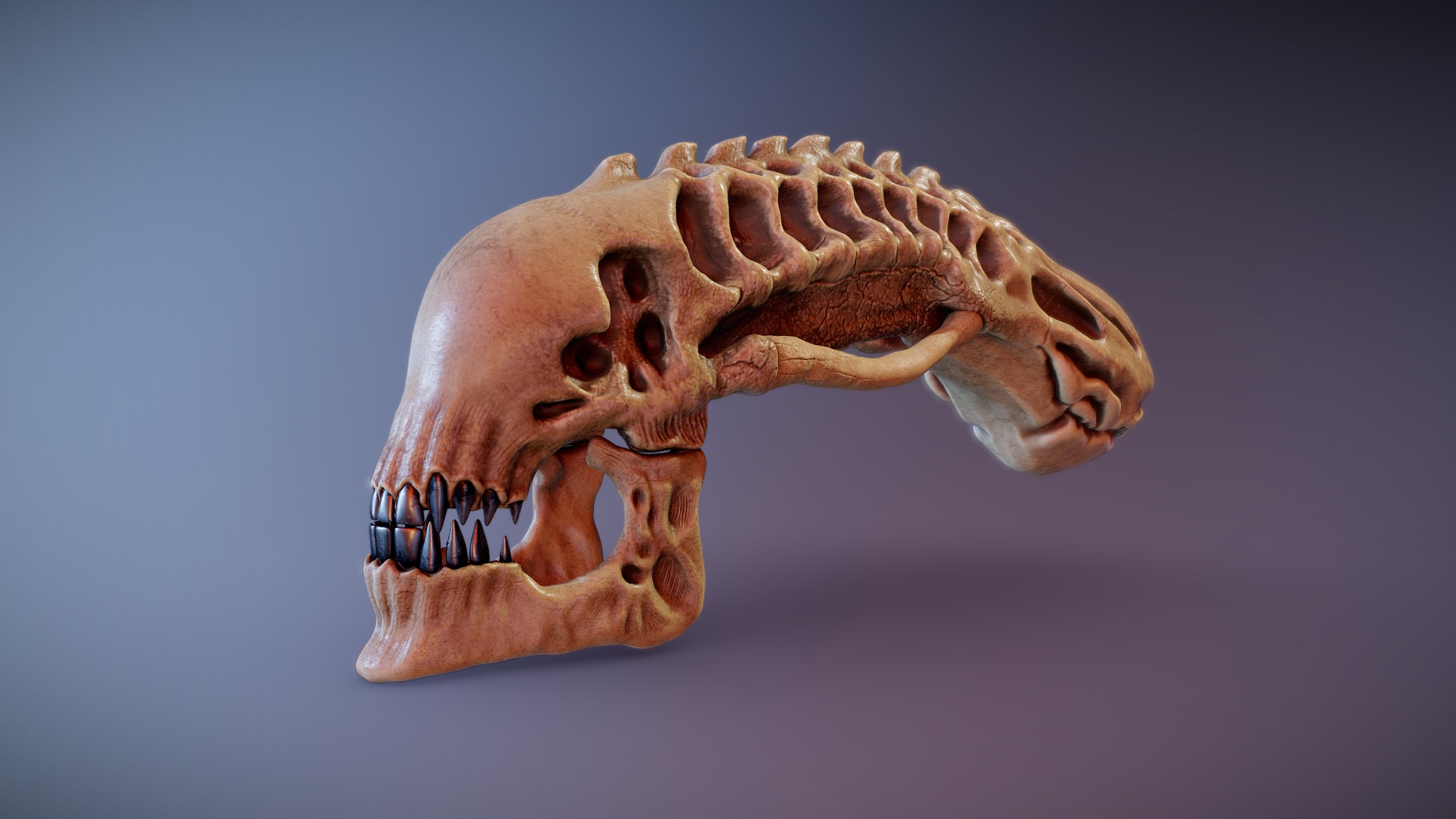 3D model Xenomorph Skull - This is a 3D model of the Xenomorph Skull. The 3D model is about a skull of an animal.