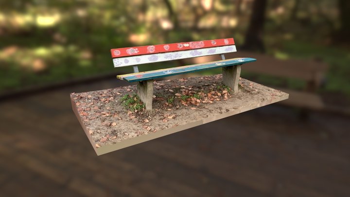 bemalte Parkbank 3D Model