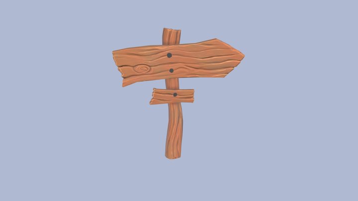 stylized wooden sign 3D Model