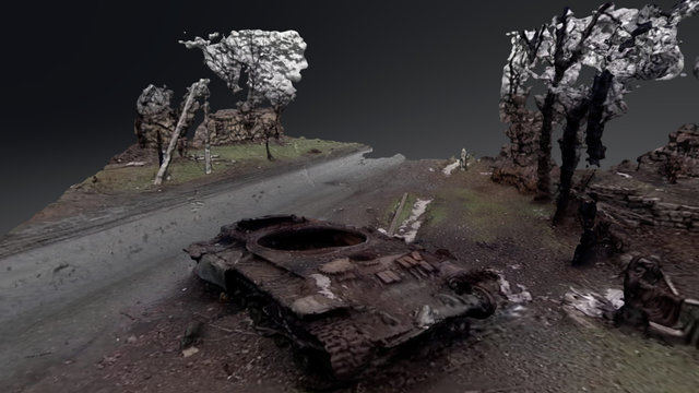 Destroyed Tank 3D Model