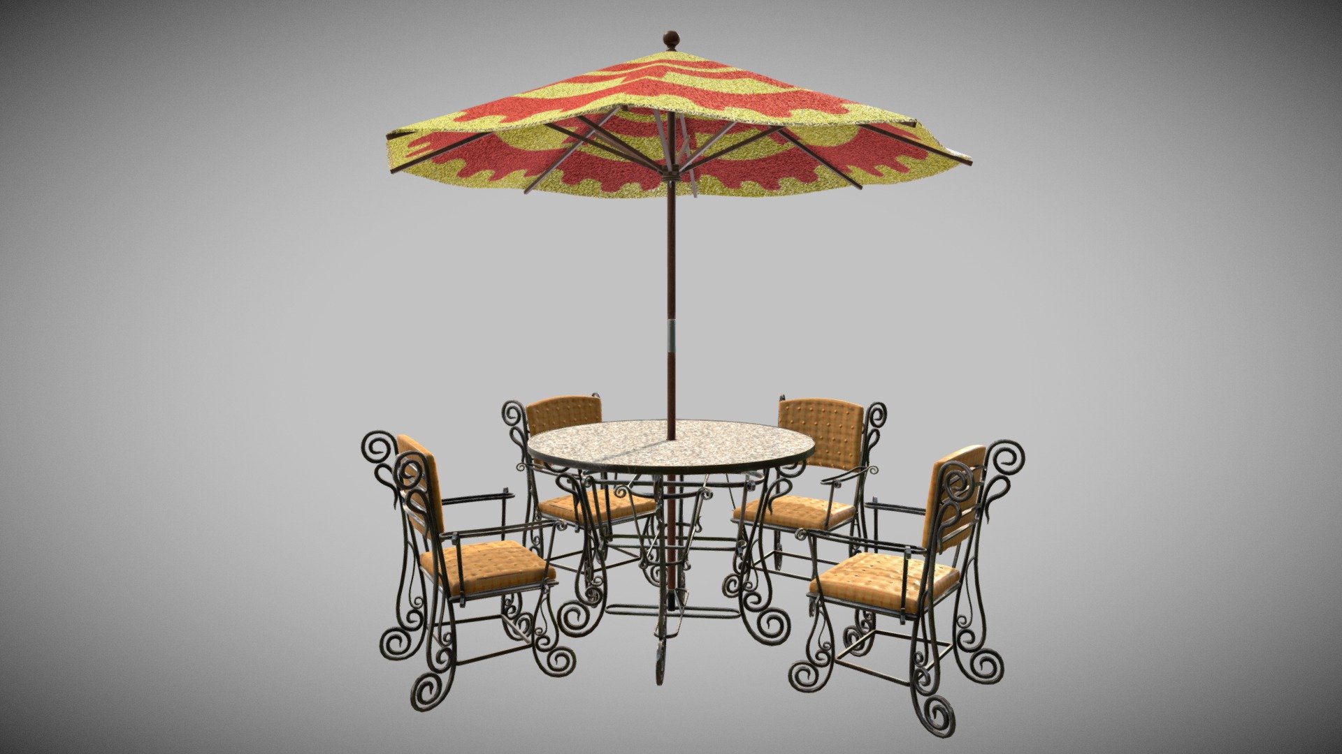 Rose Garden Set Table Umbrella Chair Buy Royalty Free 3D model by