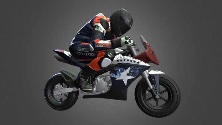 Moto Ohvale GP0 + driver 3D Model