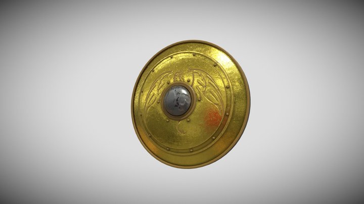 Golden Warrior Shield – Medieval Fantasy 3D Model