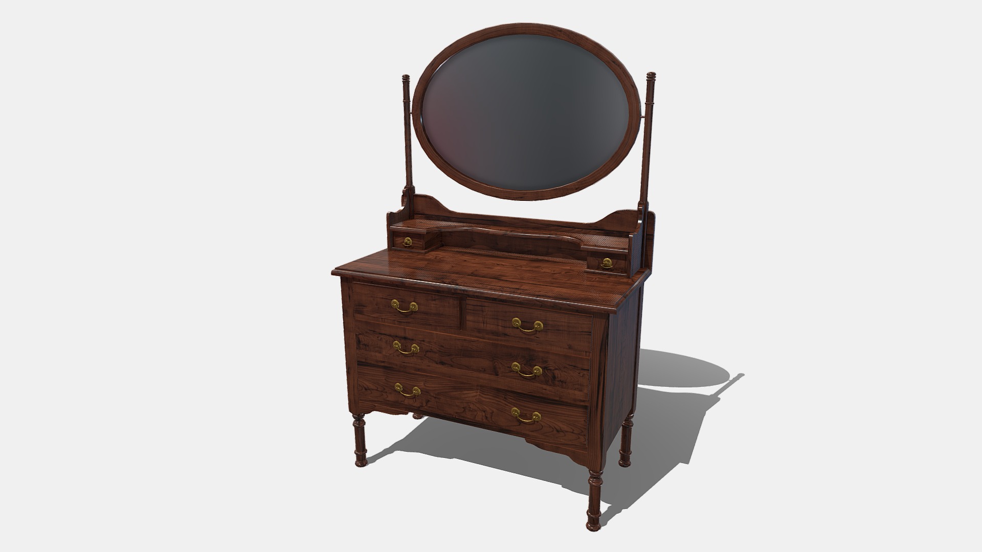 3D model Vanity Chest - This is a 3D model of the Vanity Chest. The 3D model is about a wooden chest with a mirror on top.