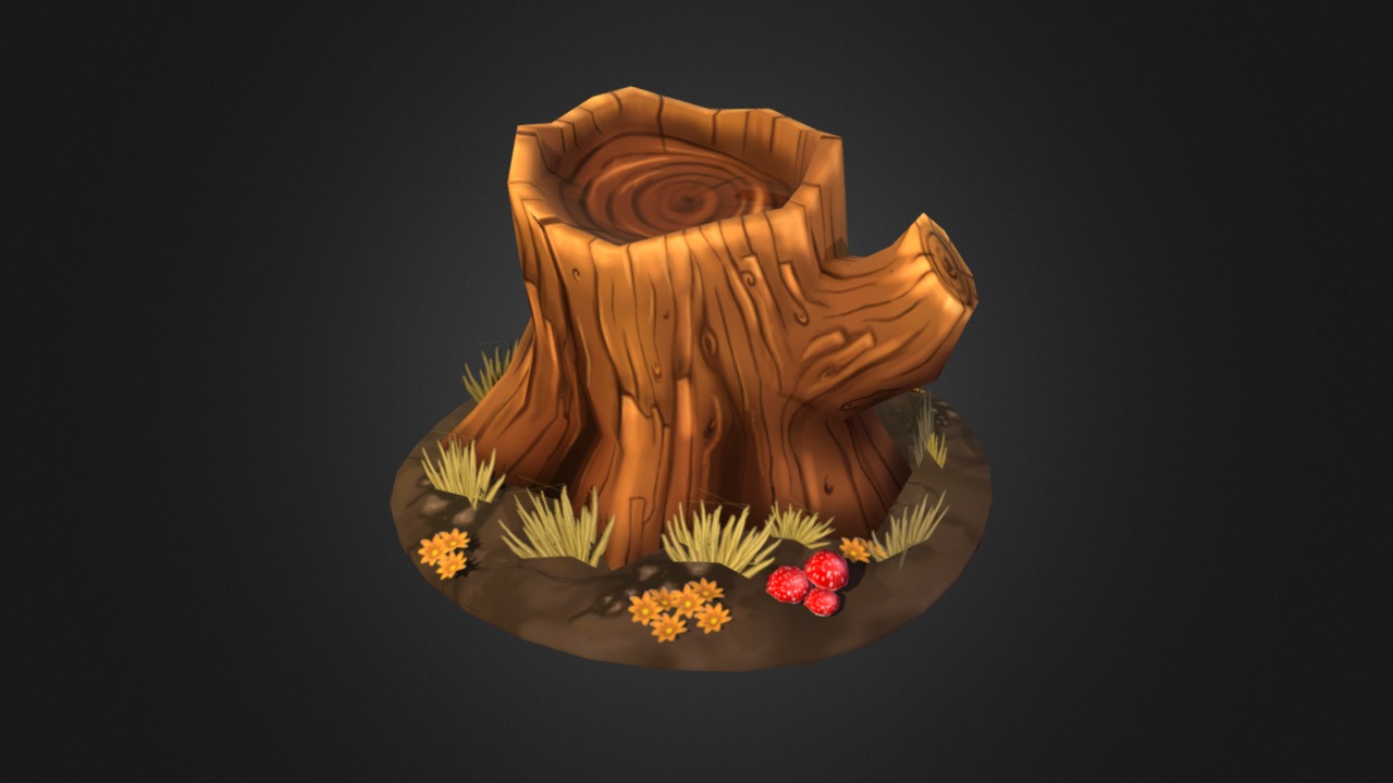 3D model Tree Stump – Hand Painted - This is a 3D model of the Tree Stump - Hand Painted. The 3D model is about a carved wooden head.