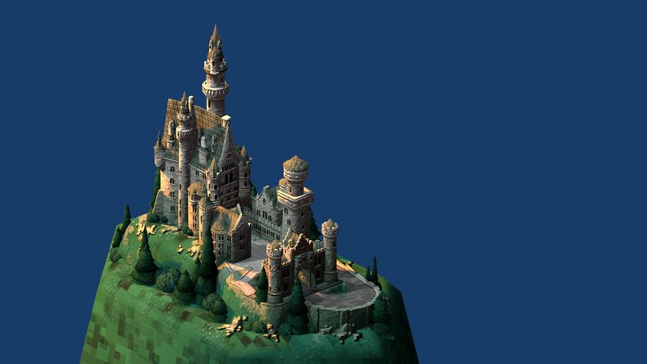 Pixel Neuschwanstein Castle (Low Poly) 3D Model