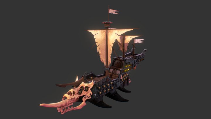 Blood Fin Orcish Frigate (Maelstrom Game) 3D Model