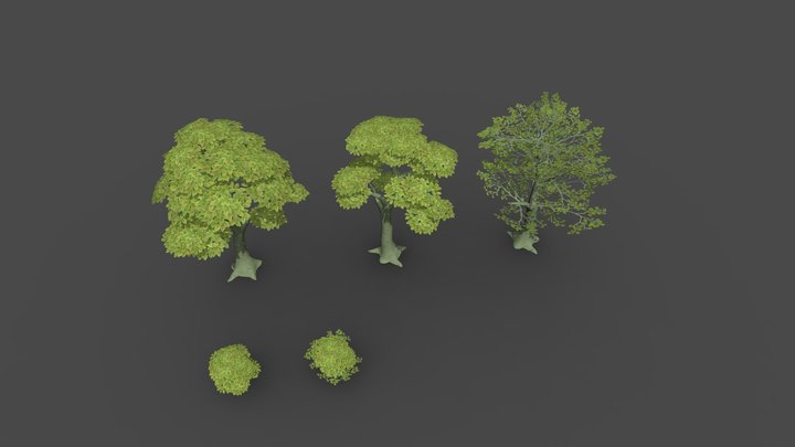 Trees and bushes 3D Model