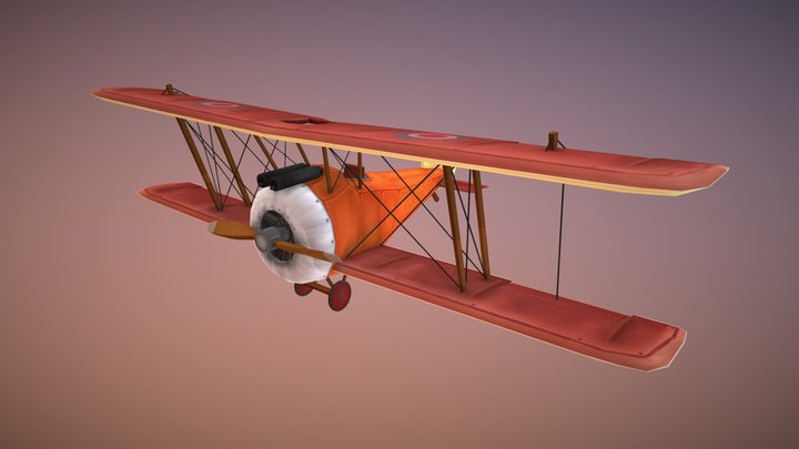 WW1 Sopwith Camel stylized plane 3D Model