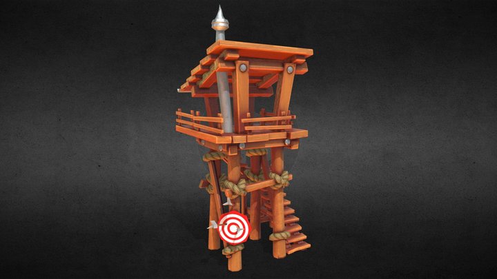 Stylized Defense Tower 3D Model