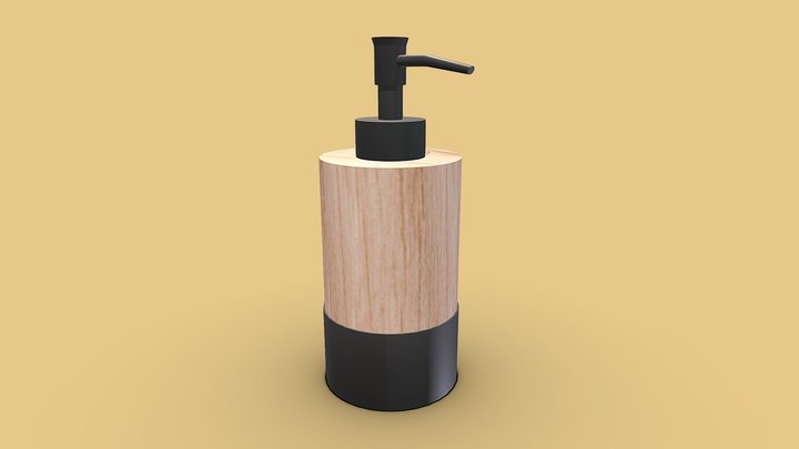 Minimal Wood Soap Dispenser - Low Poly 3D Model