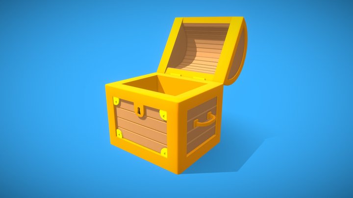 Low Poly Chest Animated 3D Model
