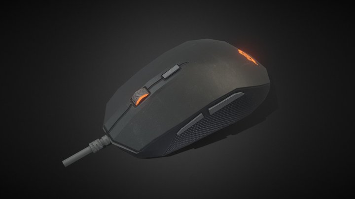 Low Poly Steel Series Data Mouse 3D Model