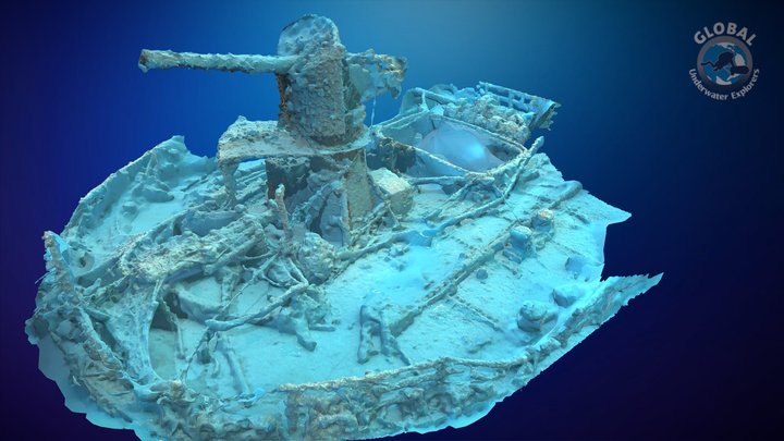 Deck Cannon on the Cosala Shipwreck 3D Model