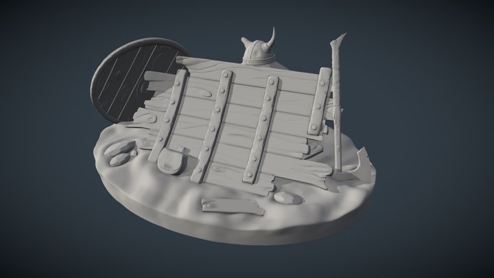 Digital Sculpt Stranded Viking Diorama 3D Model