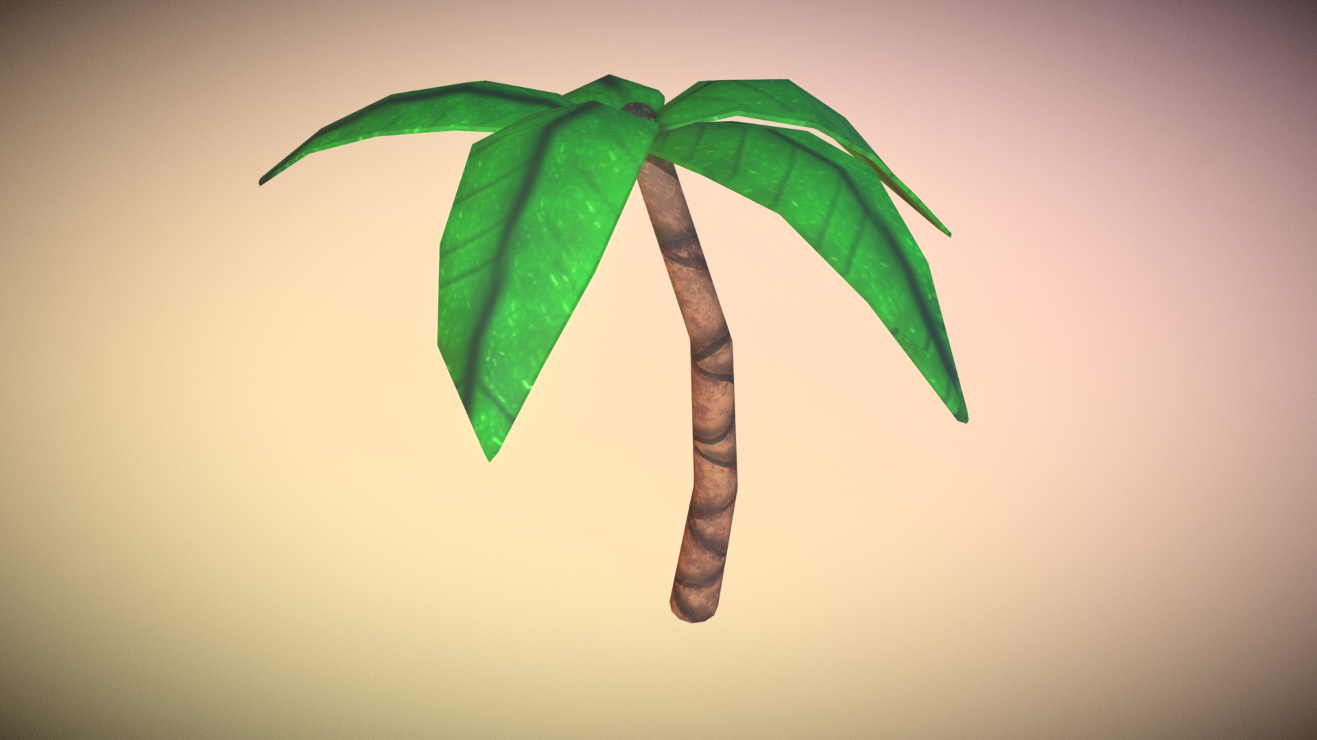 3D model Game Ready Palm Tree Low Poly - This is a 3D model of the Game Ready Palm Tree Low Poly. The 3D model is about a green leaf with a brown handle.