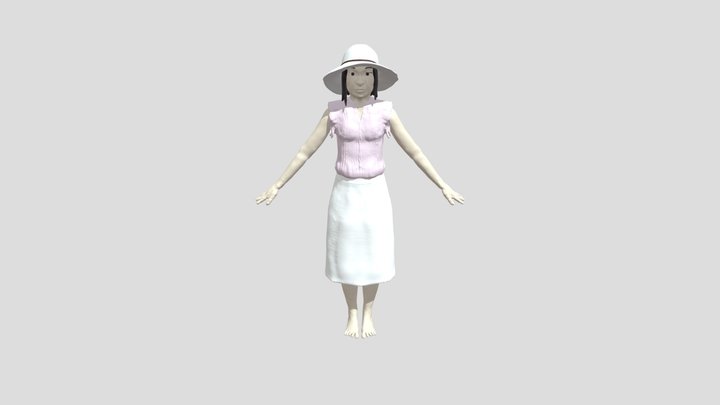 Model with a summer hat 3D Model