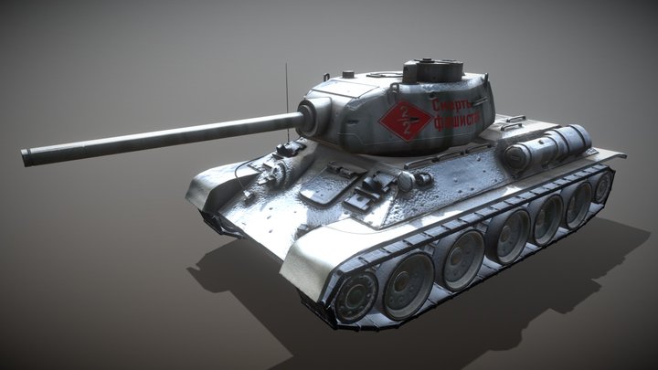 T-34/85 Snowed 3D Model