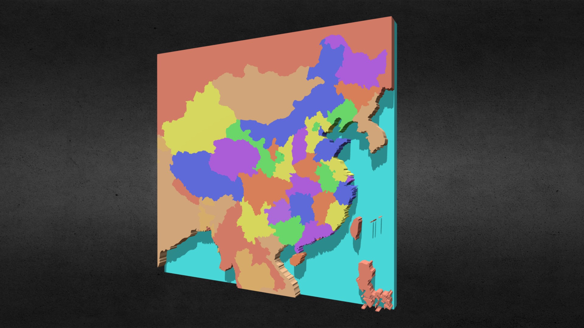 3D model China Map - This is a 3D model of the China Map. The 3D model is about a piece of art.