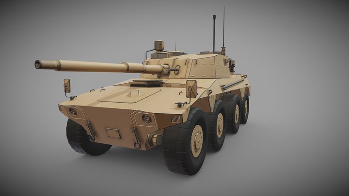 South African Rooikat 105mm 3D Model