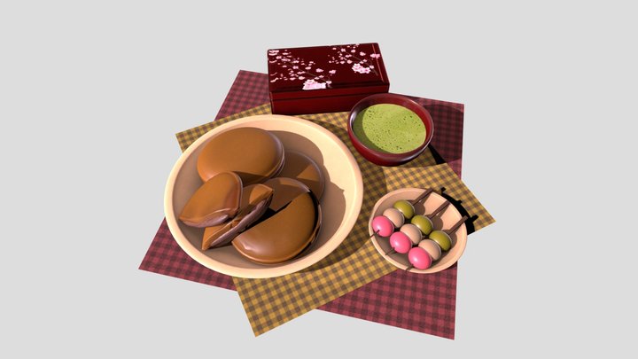Japanese Dessert Set 3D Model