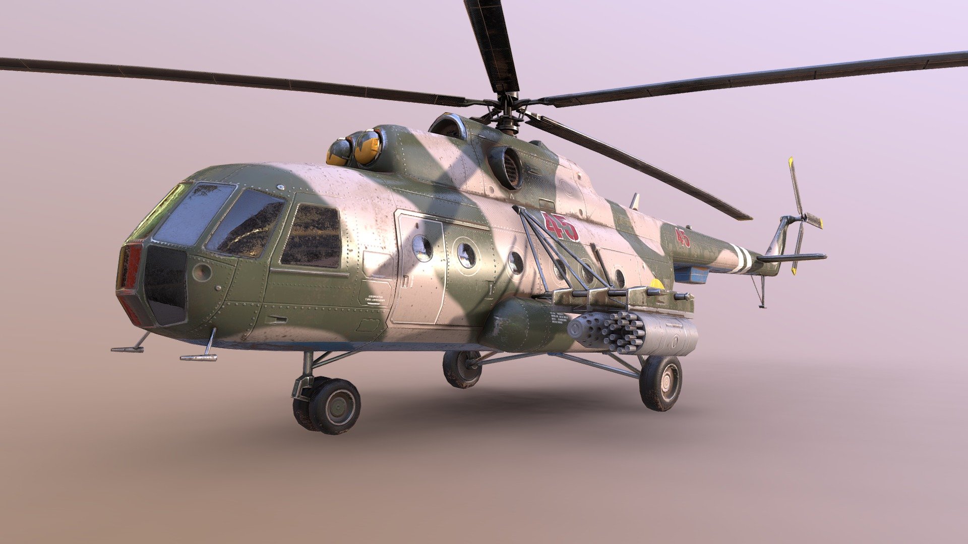 Mi-8 Military Helicopter Low Poly Game Ready - 3d Model By Creosine 