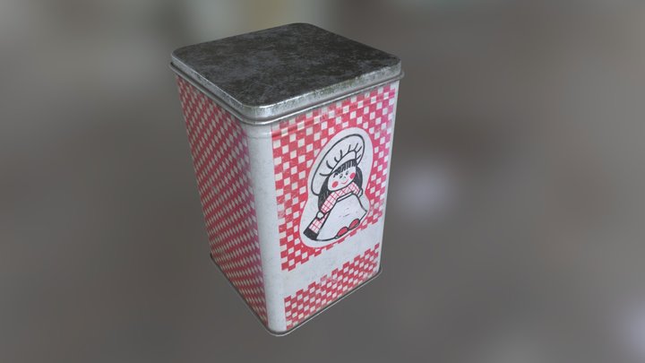 Soviet Era Kitchen Tin Container 3D Model