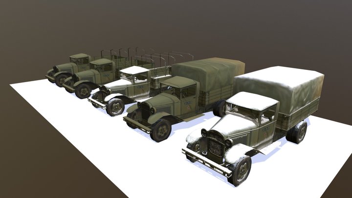 Truck Russian GAZ AA 3D Model