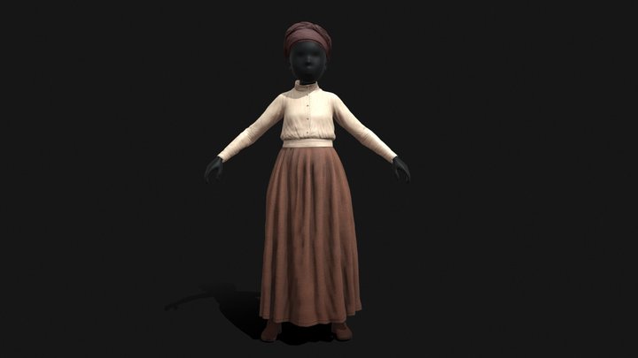 Set of women's slave clothing + head tie in EEUU 3D Model