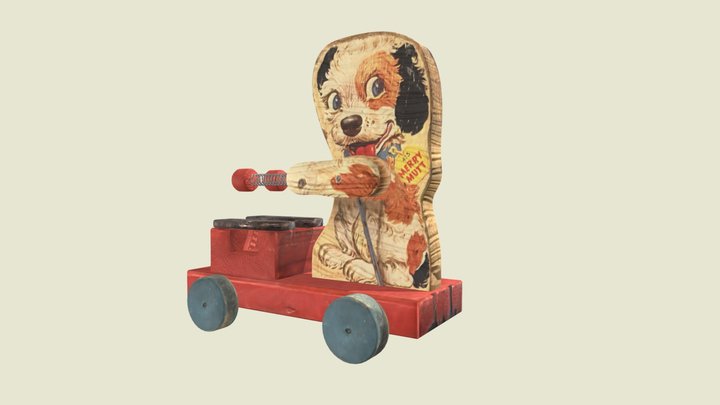 Vintage Fisher Price Merry Mutt Pull Toy (1949) 3D Model