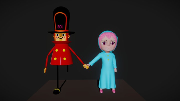 Kyros and young Rebecca One Piece fan art 3D Model
