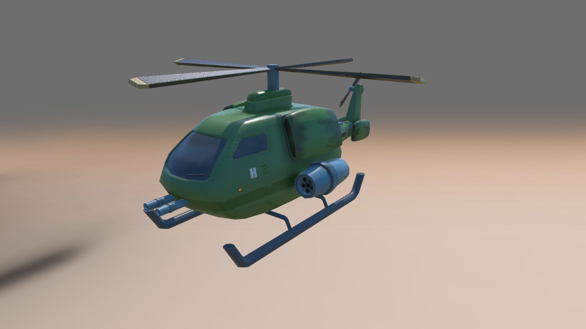 3D model Fortnite Style Asset – Chopper - This is a 3D model of the Fortnite Style Asset - Chopper. The 3D model is about a green helicopter with a long antenna.