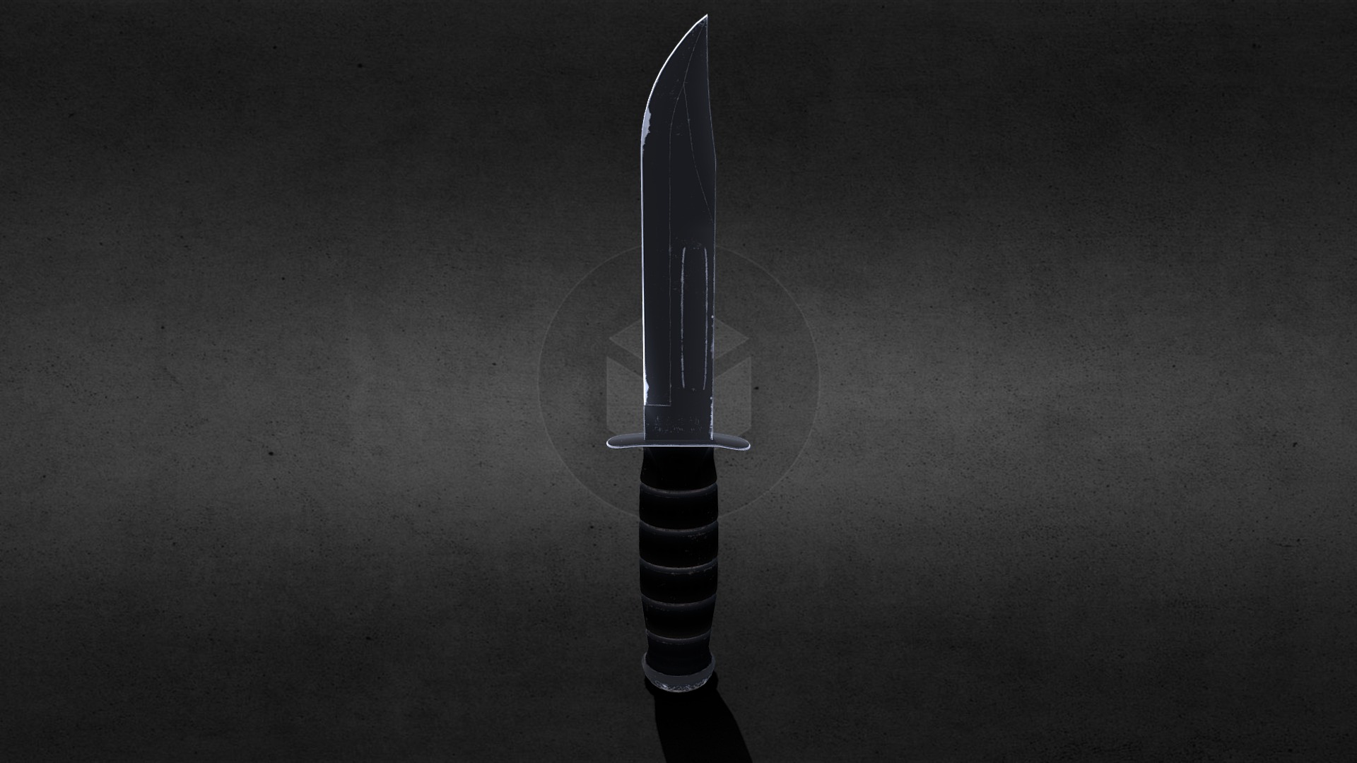 3D model Combat Knive Ka-Bar - This is a 3D model of the Combat Knive Ka-Bar. The 3D model is about a black and white photo of a sword with a black handle.