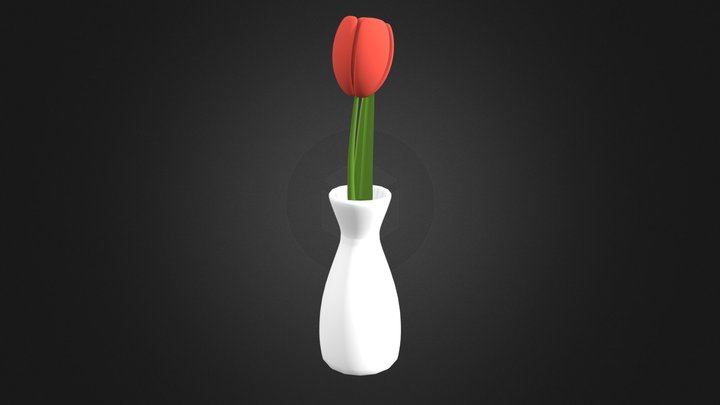 Tulip in a vase 3D Model
