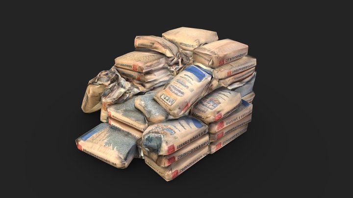 Cement bags Low-poly – Free 3D Model STL