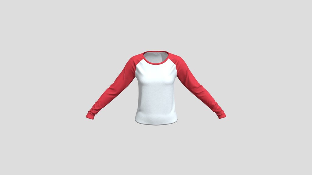 White And Red Long Sleeve Raglan Shirt