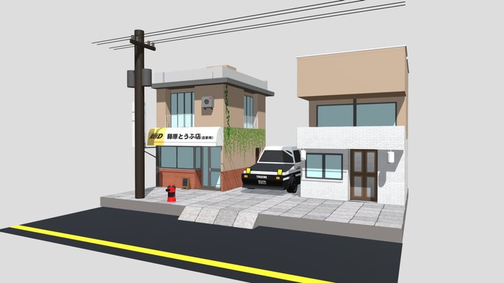 Initial D - Fujiwara Tofu Shop - AE86 3D Model