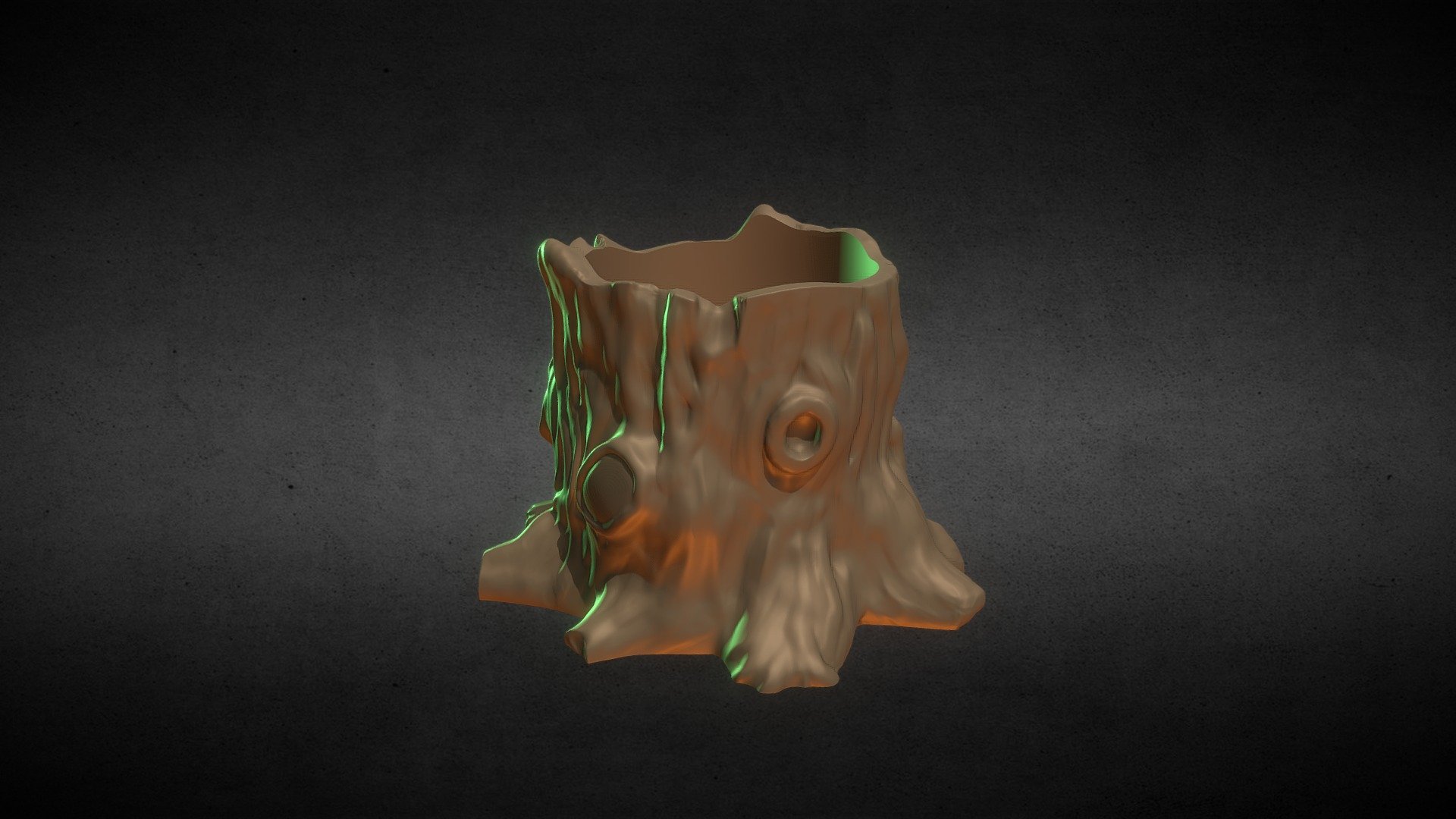 Stump of an old tree. Plant pot. 3d printable