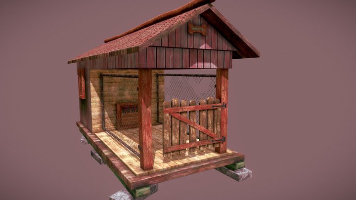 Low Poly Dog House 3D Model