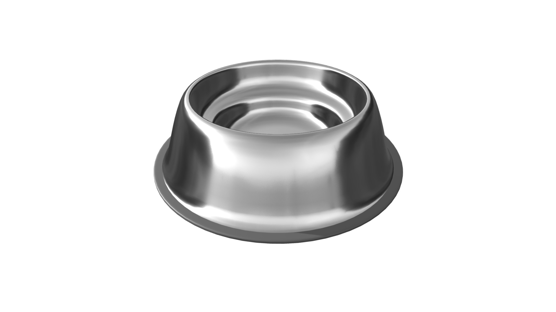 3D model Dog food bowl empty - This is a 3D model of the Dog food bowl empty. The 3D model is about a silver ring with a black band.