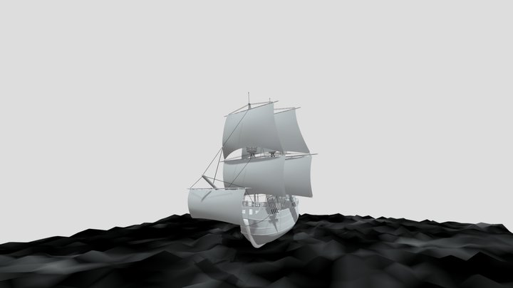 Medieval Ship Sailing 3D Model