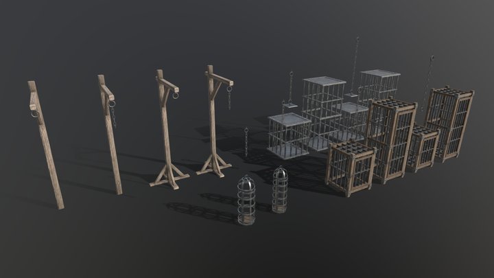 Fantasy Cages and Gibbet 3D Model