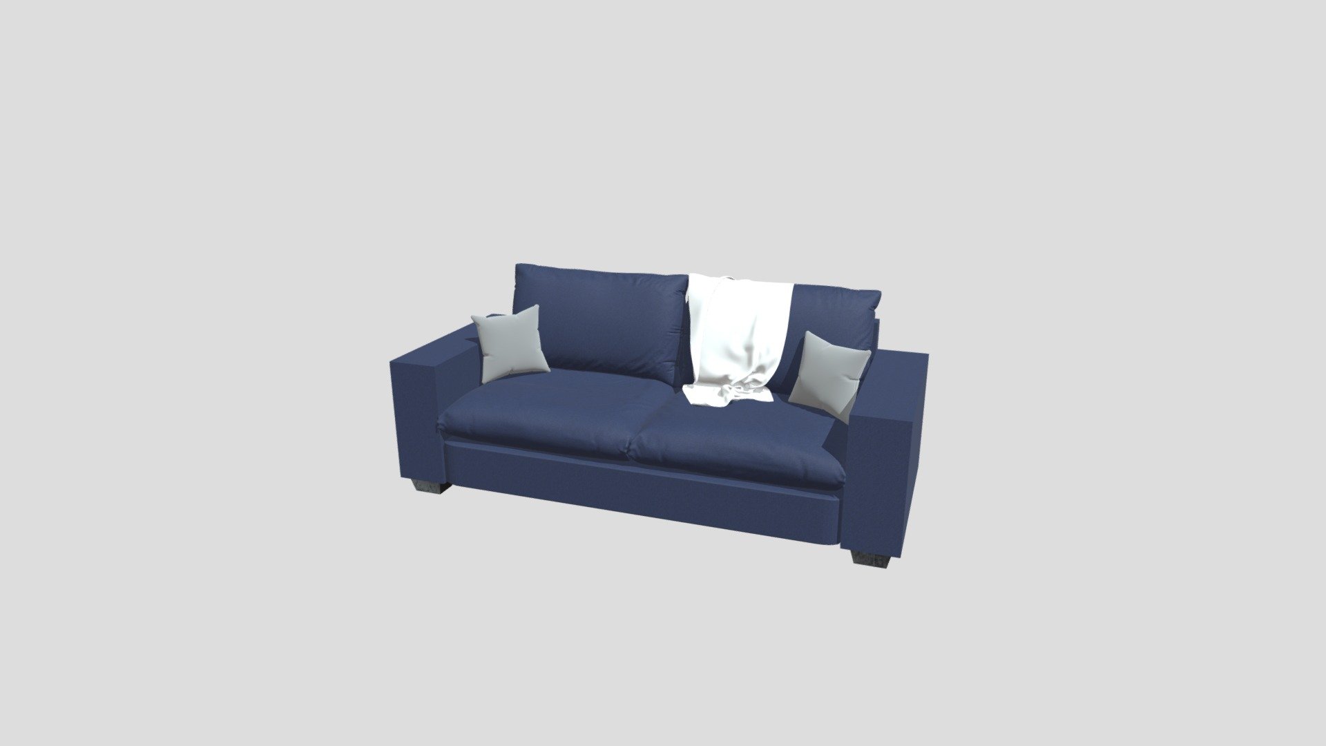 Blue Couch with pillows and blanket - 3D model by illiasgon [31b02a5 ...