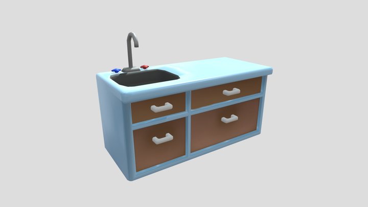 Low-Poly Hospital Sink – Modelo 3D gratuito STL
