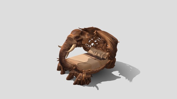 Low poly elepant bed 3d modle free – Modelo 3D gratuito STL