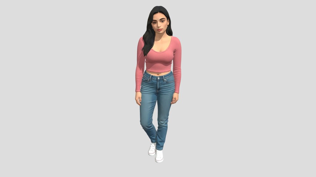 Pink Cropped Knit Top with Jeans