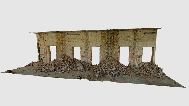 Brick rubble under the wall 3D Model