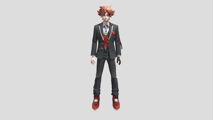 Anime-style male student 3D Model